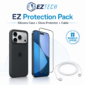 EZ Protection Pack silicone case glass protector and cable for iPhone